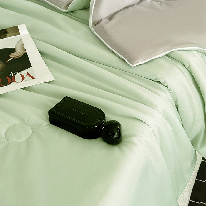 91家纺网 家纺一手货源 找家纺 梦恬佳 2025新款A类凉感夏被系列 水绿色