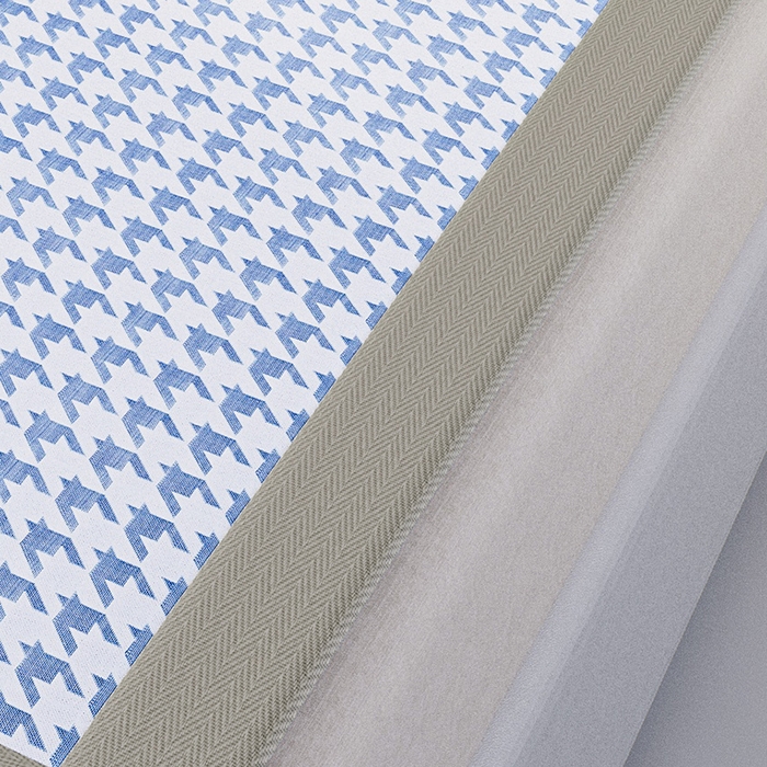 91家纺网 家纺一手货源 找家纺 阿牛席业 2025新款水洗冰晶系列-宽头绣复三明治条席 大千鸟格-蓝-反面三明治款条席