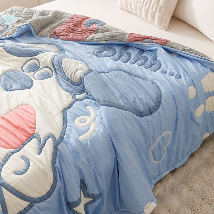 91家纺网 家纺一手货源 找家纺 朴尔家纺-毛巾被 2025新款纯棉云朵棉十层加厚清柔纱布泡芙被 泡芙汪