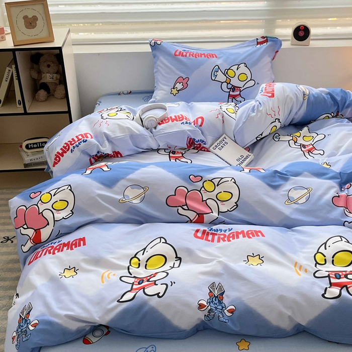 91家纺网 家纺一手货源 找家纺 蘭菲家纺 2025新款经典奥特曼小版全棉印花四件套 棒球队