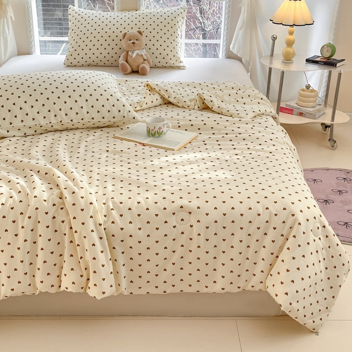 91家纺网 家纺一手货源 找家纺 星巴k家纺 2025糯糯棉A类大豆蛋白纤维夏凉被双层纱水洗棉夏被大豆被 爱心咖