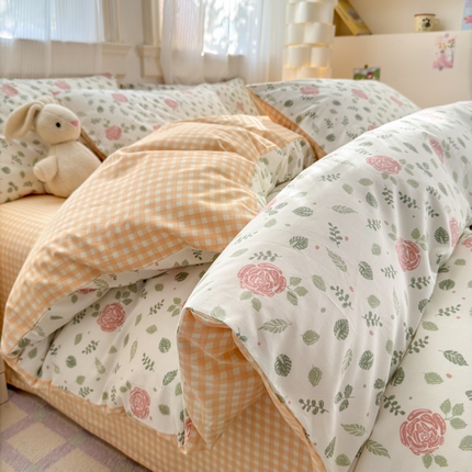 91家纺网 家纺一手货源 找家纺 （总）清雅福 2025全棉13372小清新四件套和单品早春系列第一批-四件套