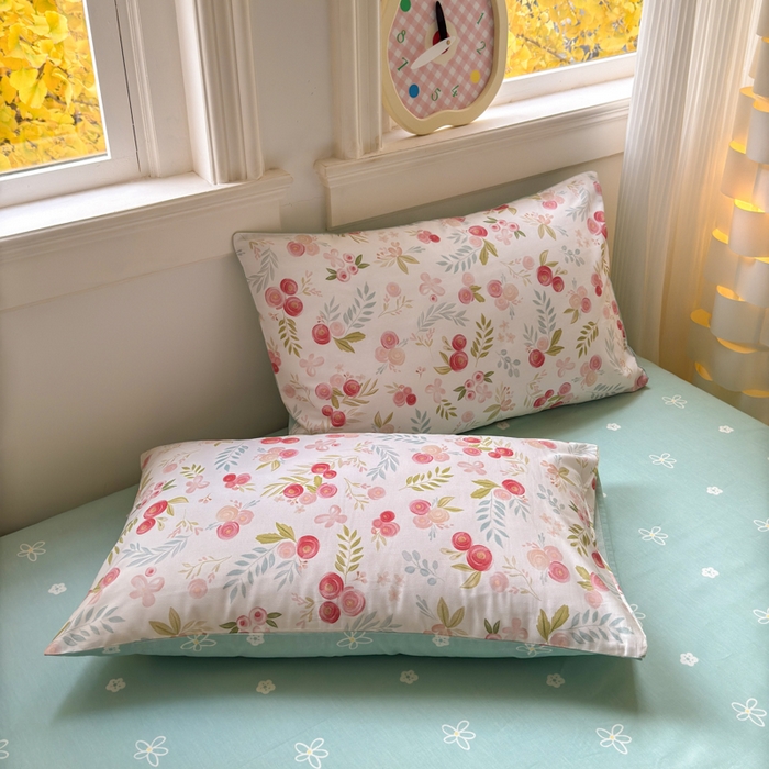 91家纺网 家纺一手货源 找家纺 清雅福 2025全棉13372小清新四件套和单品早春系列第一批 - 单被套 繁樱似梦