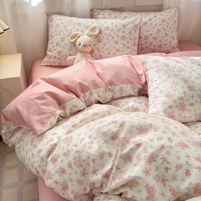 91家纺网 家纺一手货源 找家纺 清雅福 2025全棉13372小清新四件套和单品早春系列第一批 - 单被套 曼妙