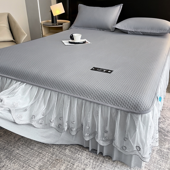 91家纺网 家纺一手货源 找家纺 阿牛席业 2025新款脱卸床裙系列  初语-灰色(脱卸床裙)