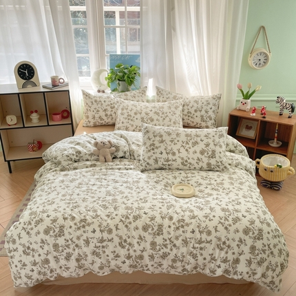 91家纺网 家纺一手货源 找家纺 （总）优承佳生活馆 2025新款有氧超柔云感双层纱三件套四件套单被套 场景二