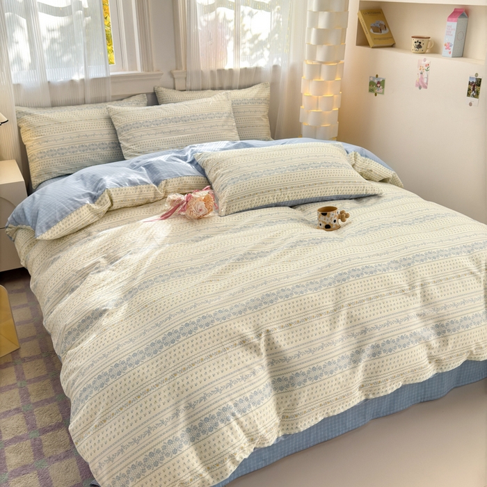 91家纺网 家纺一手货源 找家纺 清雅福 2025全棉13372小清新四件套和单品早春系列第一批-单枕套 西海岸