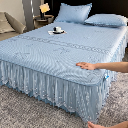 阿牛席业 2025新款脱卸床裙系列  蝴蝶结-蓝(脱卸床裙)