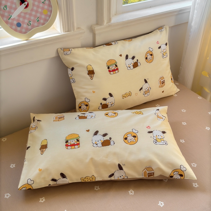 91家纺网 家纺一手货源 找家纺 清雅福 2025全棉13372小清新四件套和单品早春系列第一批-单枕套 汉堡狗