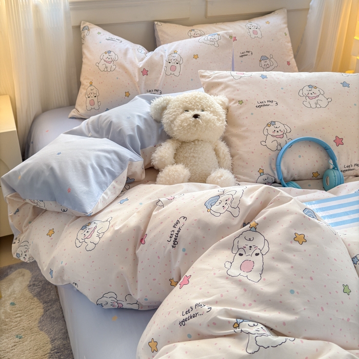 91家纺网 家纺一手货源 找家纺 清雅福 2025全棉13372小清新四件套和单品早春系列第一批-单枕套 小诗朵朵