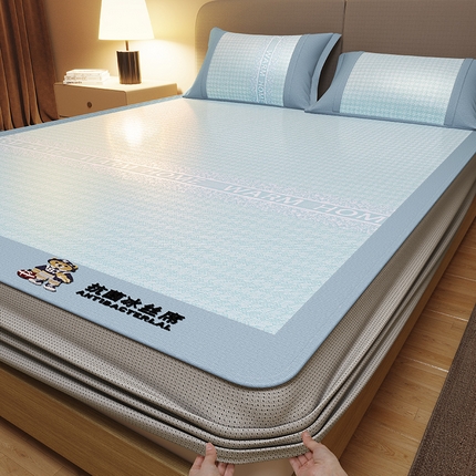 阿牛席业 2025新款熊先生凉感冰丝系列凉席 熊先生-绿床笠款