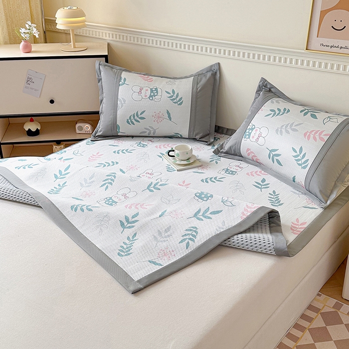 91家纺网 家纺一手货源 找家纺 阿牛席业 2025新款凉感印花软席系列一 花枝小兔