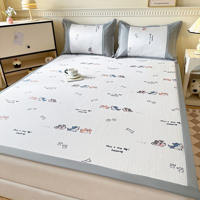 91家纺网 家纺一手货源 找家纺 阿牛席业 2025新款凉感印花软席系列一 欢乐狗