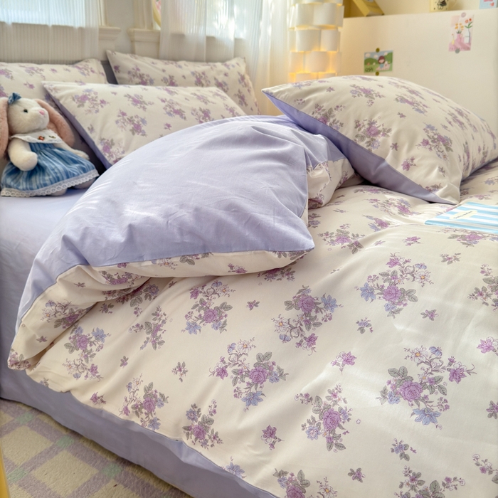 91家纺网 家纺一手货源 找家纺 清雅福 2025全棉13372小清新四件套和单品早春系列第一批-四件套 禾春序