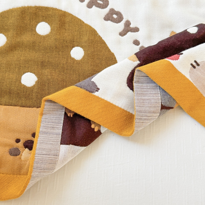 91家纺网 家纺一手货源 找家纺 朴尔家纺-毛巾被 2025新款多彩八层纯棉加厚纱布枕巾 花花兔