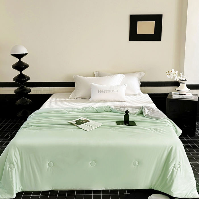 91家纺网 家纺一手货源 找家纺 梦恬佳 2025新款A类凉感夏被系列 水绿色