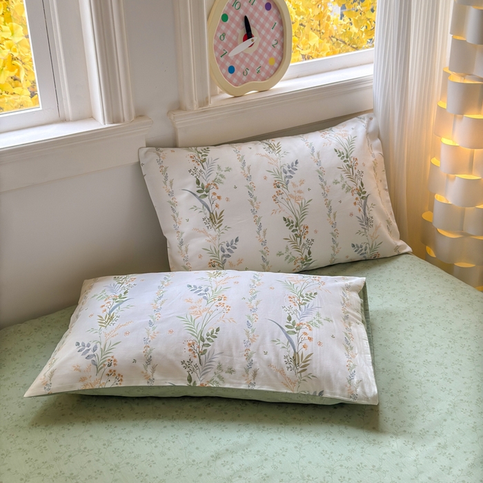 91家纺网 家纺一手货源 找家纺 清雅福 2025全棉13372小清新四件套和单品早春系列第一批-单枕套 佰草集