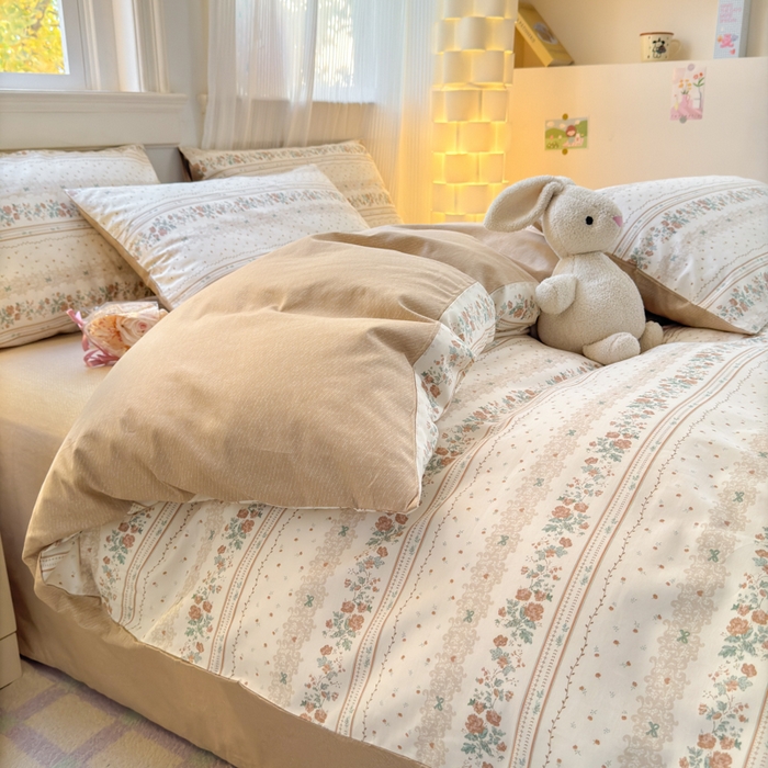 91家纺网 家纺一手货源 找家纺 清雅福 2025全棉13372小清新四件套和单品早春系列第一批-单枕套 秋日攻瑰