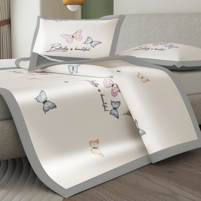 91家纺网 家纺一手货源 找家纺 阿牛席业 2025新款凉感印花软席系列二条席款 蝴蝶谷