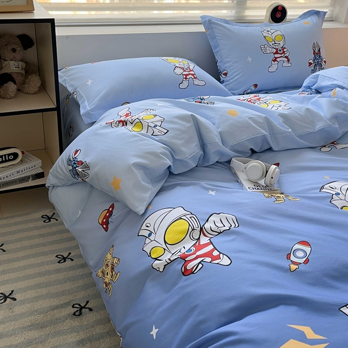 91家纺网 家纺一手货源 找家纺 蘭菲家纺 2025新款经典奥特曼小版全棉印花四件套 小虎队