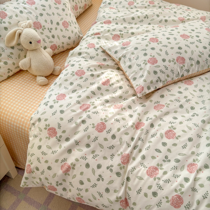 91家纺网 家纺一手货源 找家纺 清雅福 2025全棉13372小清新四件套和单品早春系列第一批-单枕套 花涧澈