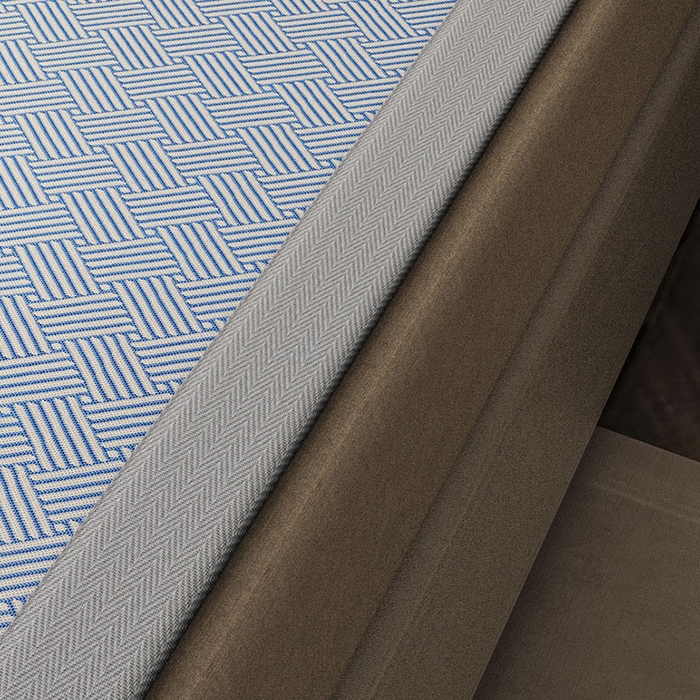 91家纺网 家纺一手货源 找家纺 阿牛席业 2025新款水洗冰晶系列-宽头绣复三明治条席 饼干花-蓝-反面三明治款条席