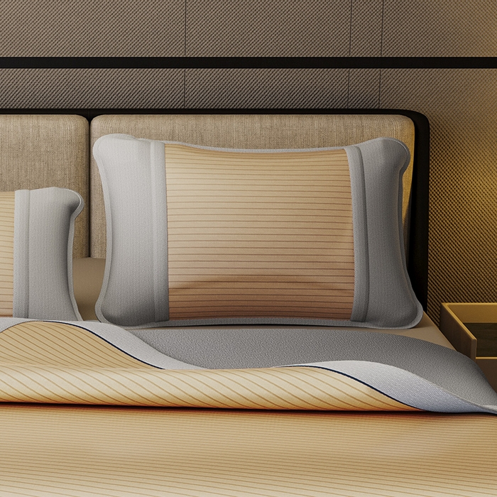 91家纺网 家纺一手货源 找家纺 阿牛席业 2025新款水洗冰晶系列-宽头绣复无纺布条席 水云间-咖-反面无纺布款条席