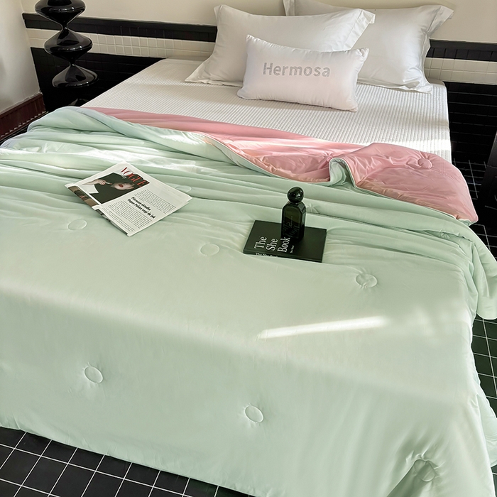 91家纺网 家纺一手货源 找家纺 梦恬佳 2025新款A类凉感夏被系列 蜜瓜粉