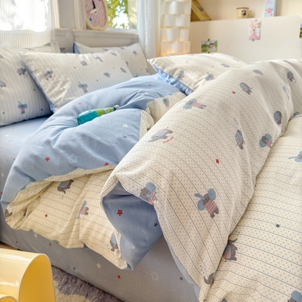 清雅福 2025全棉13372小清新四件套和单品早春系列第一批-四件套 跳跳象