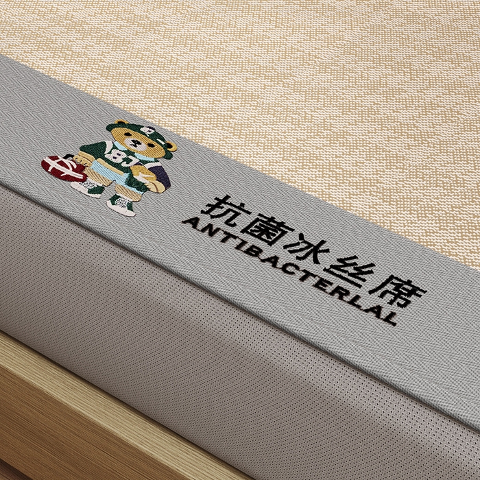 91家纺网 家纺一手货源 找家纺 阿牛席业 2025新款熊先生凉感冰丝系列凉席 熊先生-咖床笠款