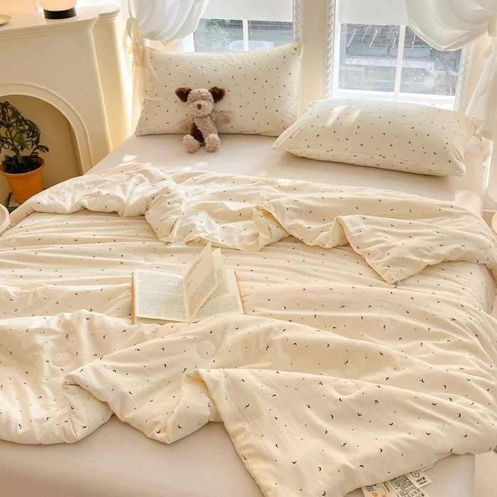 91家纺网 家纺一手货源 找家纺 星巴k家纺 2025糯糯棉A类大豆蛋白纤维夏凉被双层纱水洗棉夏被大豆被 星月