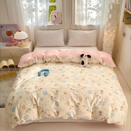 清雅福 2025全棉13372小清新四件套和单品早春系列第一批 - 单被套 狗狗家族