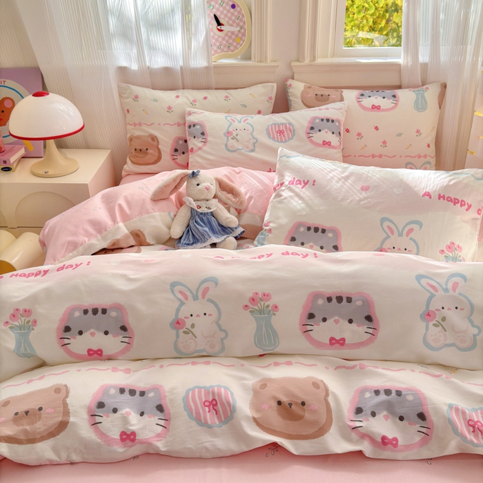 91家纺网 家纺一手货源 找家纺 清雅福 2025全棉13372小清新四件套和单品早春系列第一批-单枕套 忆伴时光