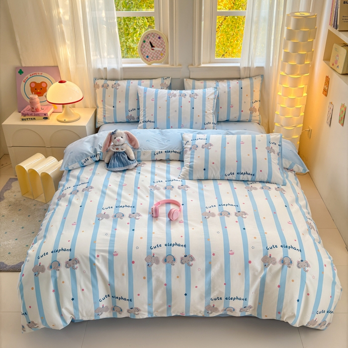 91家纺网 家纺一手货源 找家纺 清雅福 2025全棉13372小清新四件套和单品早春系列第一批 - 单被套 卡夫卡