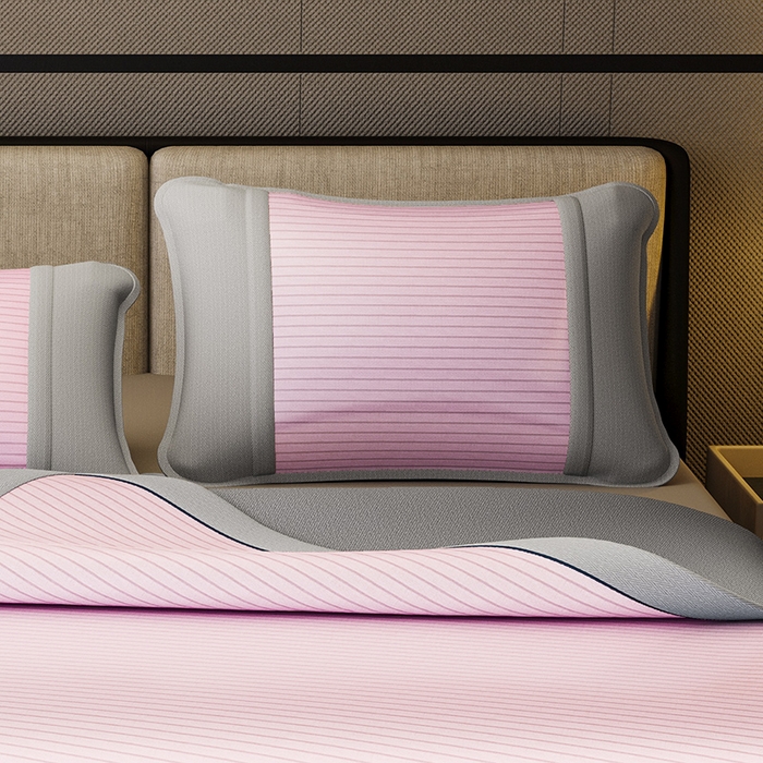 91家纺网 家纺一手货源 找家纺 阿牛席业 2025新款水洗冰晶系列-宽头绣复无纺布条席 水云间-粉-反面无纺布款条席