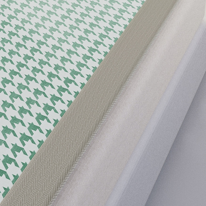 91家纺网 家纺一手货源 找家纺 阿牛席业 2025新款水洗冰晶系列-宽头绣复三明治条席 大千鸟格-绿-反面三明治款条席