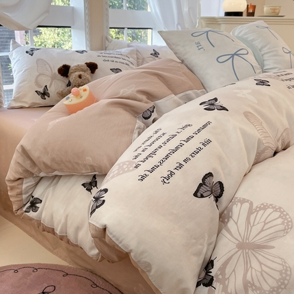 Sweet dreams甜梦 2025新款全棉印花卡通小清新四件套 蝶花