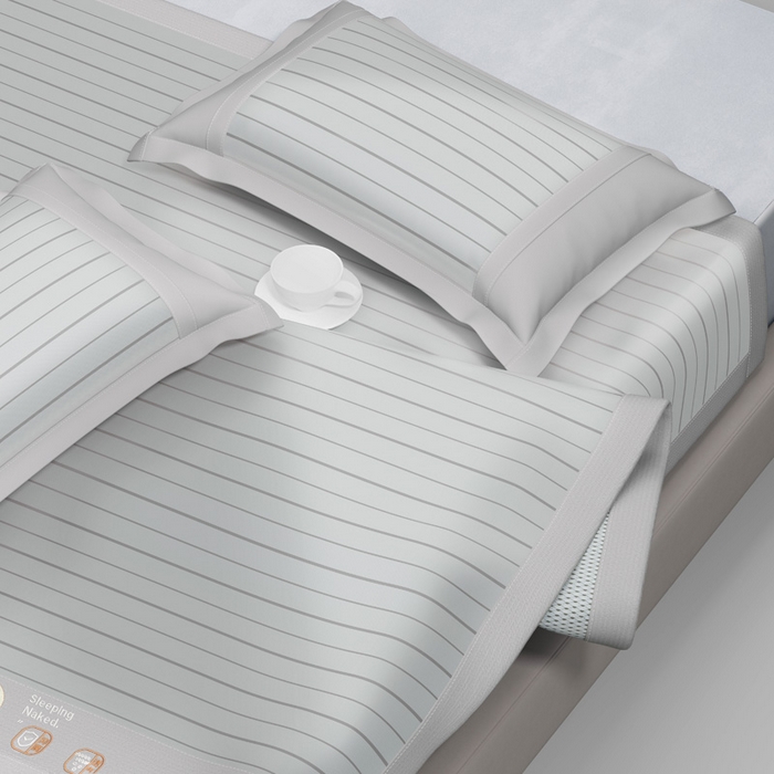 91家纺网 家纺一手货源 找家纺 2025新款冰柔凉席系列-抗菌菱格系列+抗菌良品系列 抗菌良品-灰色（条席款）