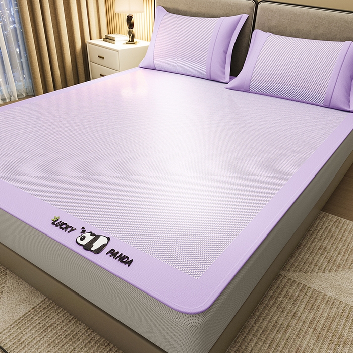 91家纺网 家纺一手货源 找家纺 阿牛席业 2025新款冰藤凉席系列帕帕狗 帕帕熊床笠-紫色