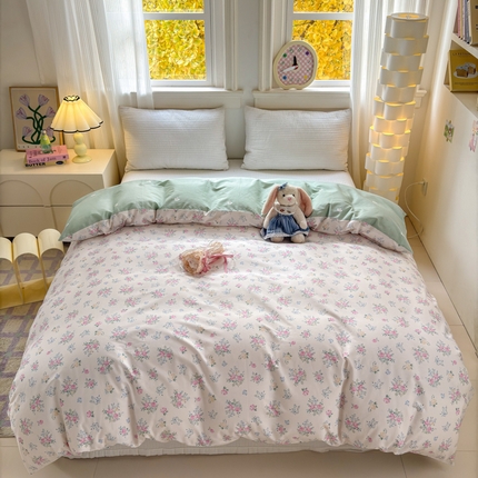 91家纺网 家纺一手货源 找家纺 （总）清雅福 2025全棉13372小清新四件套和单品早春系列第一批 - 单被套