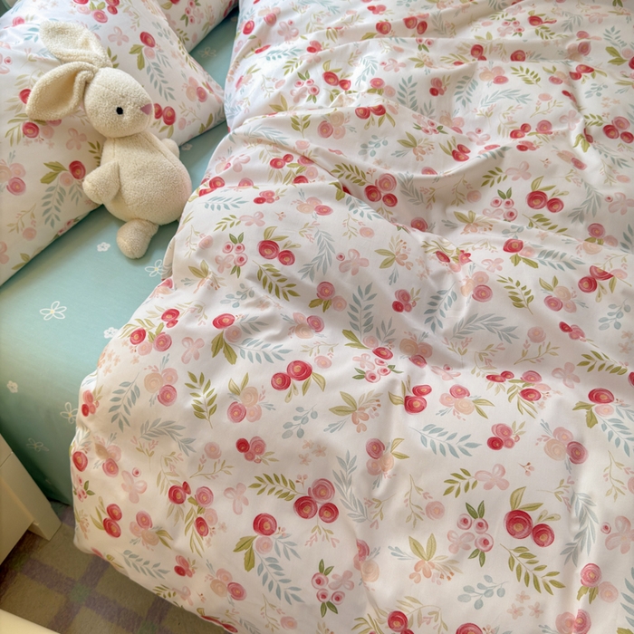 91家纺网 家纺一手货源 找家纺 清雅福 2025全棉13372小清新四件套和单品早春系列第一批-单枕套 繁樱似梦