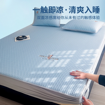 91家纺网 家纺一手货源 找家纺 （总）阿牛席业2025新款凉感软席系列-C-凉感素色绣花床笠