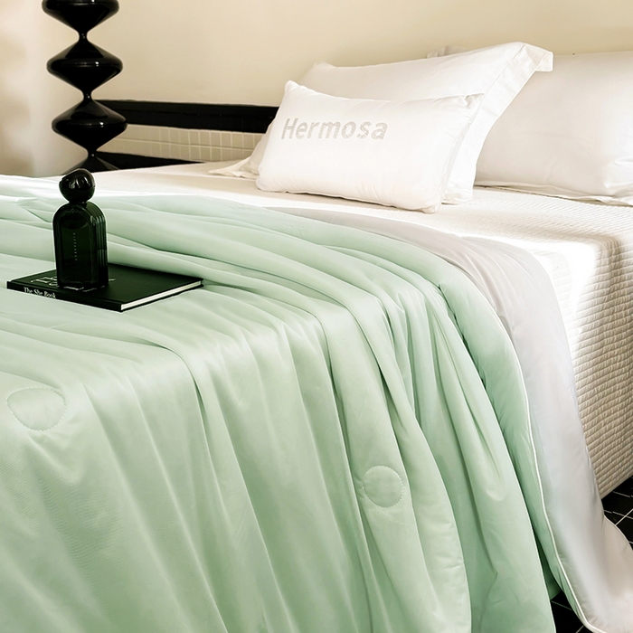 91家纺网 家纺一手货源 找家纺 梦恬佳 2025新款A类凉感夏被系列 水绿色