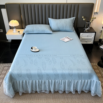 阿牛席业 2025新款凉感床盖系列 d-知夏-蓝（床盖）