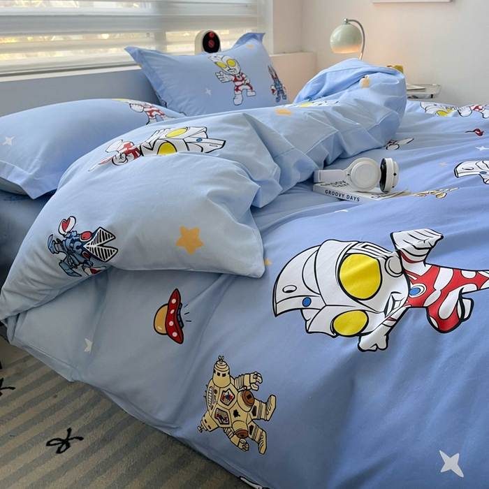 91家纺网 家纺一手货源 找家纺 蘭菲家纺 2025新款经典奥特曼小版全棉印花四件套 小虎队