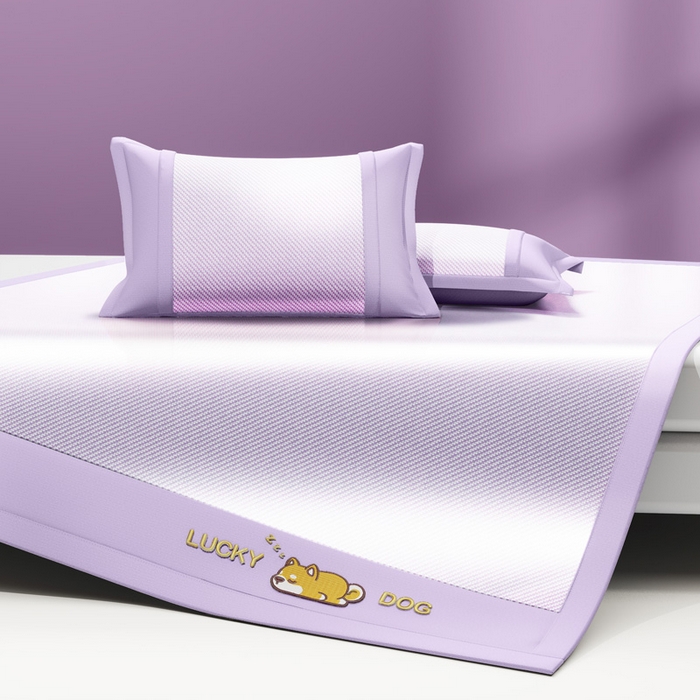 91家纺网 家纺一手货源 找家纺 阿牛席业 2025新款冰藤凉席系列帕帕狗 帕帕狗-紫色