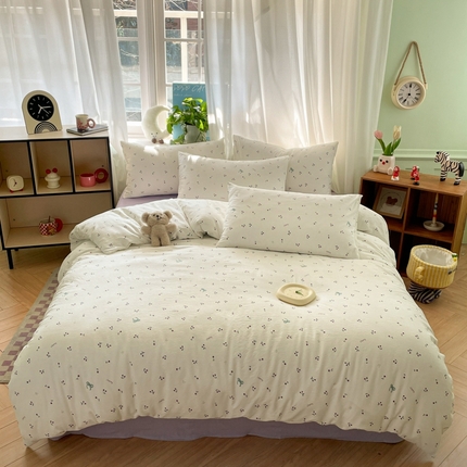 91家纺网 家纺一手货源 找家纺 优承佳生活馆 2025新款有氧超柔云感双层纱三件套四件套单被套 场景二 樱桃结