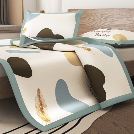 阿牛席业 2025新款凉感印花软席系列二条席款 夏羽斑斓