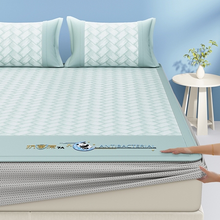 91家纺网 家纺一手货源 找家纺 阿牛席业 2025新款冰柔凉席系列-冰立方系列+海之韵系列 海之韵-绿床笠