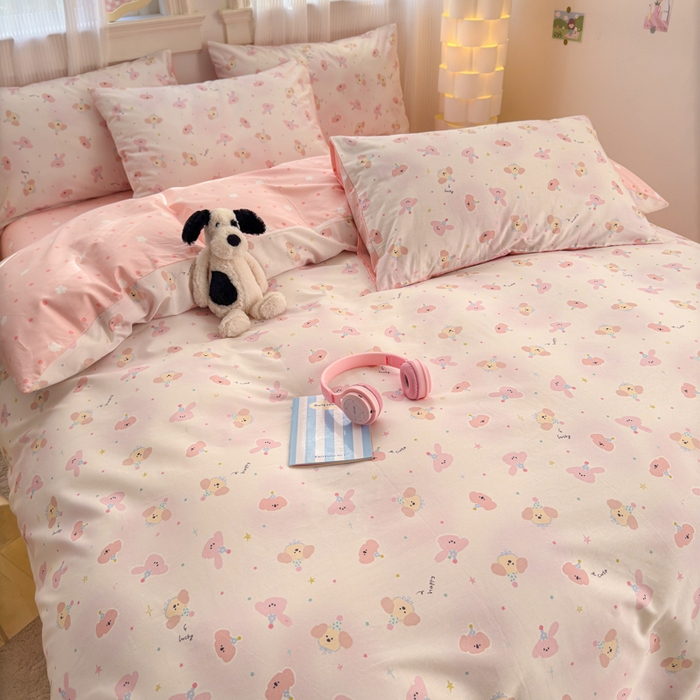 91家纺网 家纺一手货源 找家纺 清雅福 2025全棉13372小清新四件套和单品早春系列第一批-单枕套 圆可可